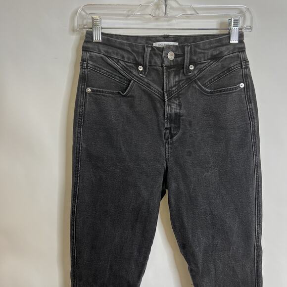 Good American Womens Good Curve Skinny Jeans Size 2 Black Denim Hi Rise Stretch - Picture 3 of 12